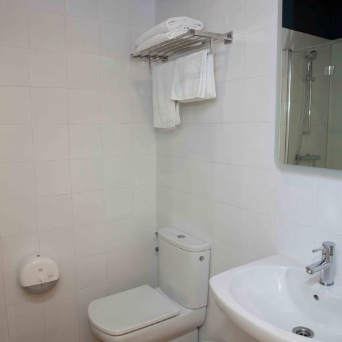 baño de la habitación doble privada en la pensión en Arca